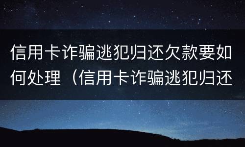 信用卡诈骗逃犯归还欠款要如何处理（信用卡诈骗逃犯归还欠款要如何处理好）