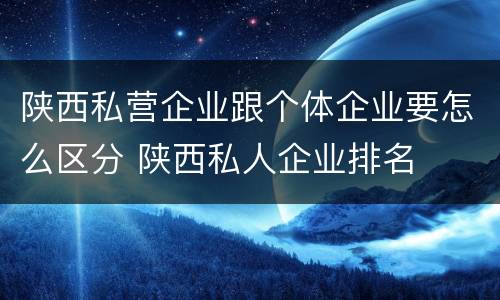 陕西私营企业跟个体企业要怎么区分 陕西私人企业排名
