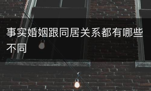 事实婚姻跟同居关系都有哪些不同