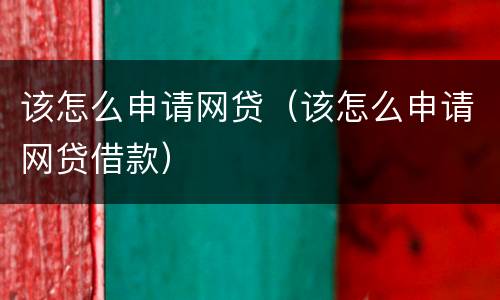该怎么申请网贷（该怎么申请网贷借款）