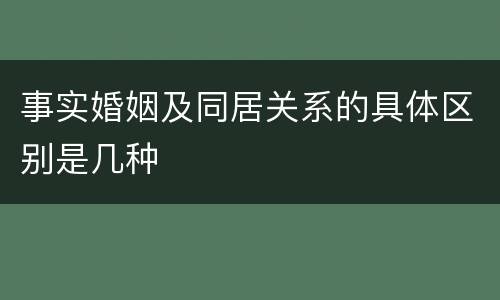 事实婚姻及同居关系的具体区别是几种