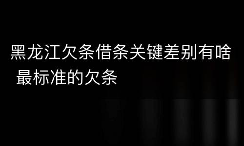 黑龙江欠条借条关键差别有啥 最标准的欠条