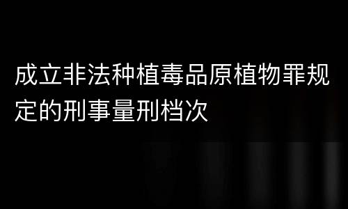 成立非法种植毒品原植物罪规定的刑事量刑档次