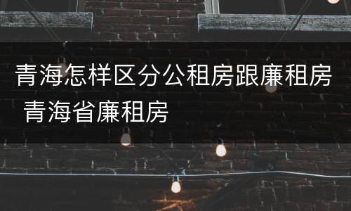 青海怎样区分公租房跟廉租房 青海省廉租房