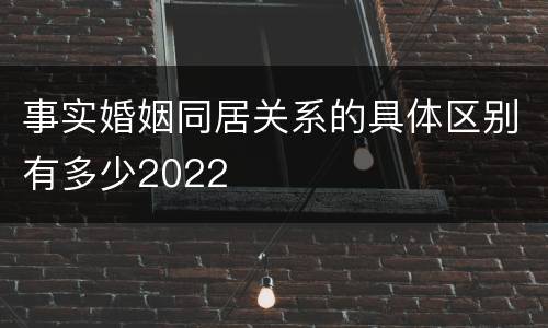 事实婚姻同居关系的具体区别有多少2022