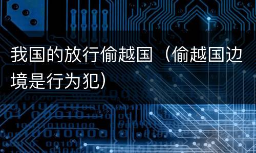 我国的放行偷越国（偷越国边境是行为犯）