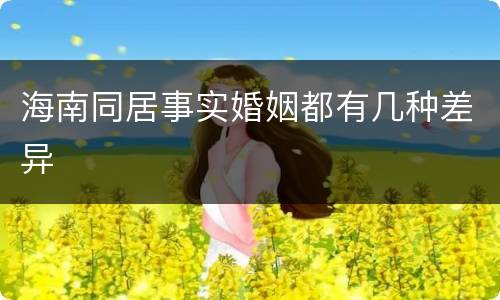 海南同居事实婚姻都有几种差异