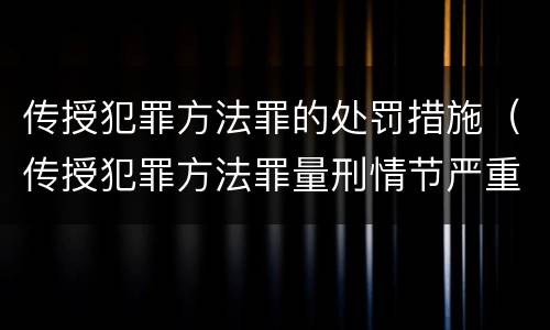 传授犯罪方法罪的处罚措施（传授犯罪方法罪量刑情节严重）
