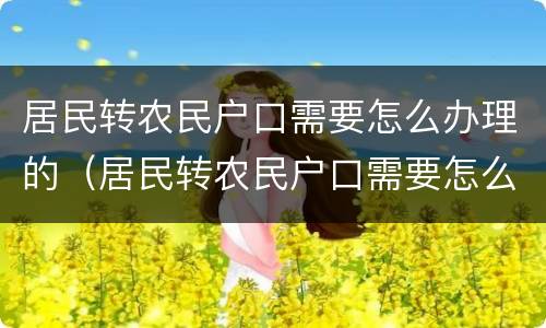 居民转农民户口需要怎么办理的（居民转农民户口需要怎么办理的材料）