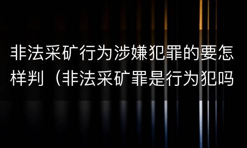 非法采矿行为涉嫌犯罪的要怎样判（非法采矿罪是行为犯吗）