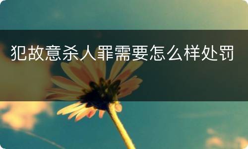 犯故意杀人罪需要怎么样处罚