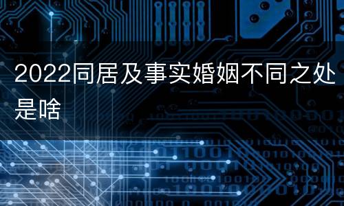 2022同居及事实婚姻不同之处是啥