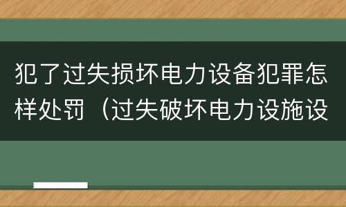 犯了过失损坏电力设备犯罪怎样处罚（过失破坏电力设施设备罪）