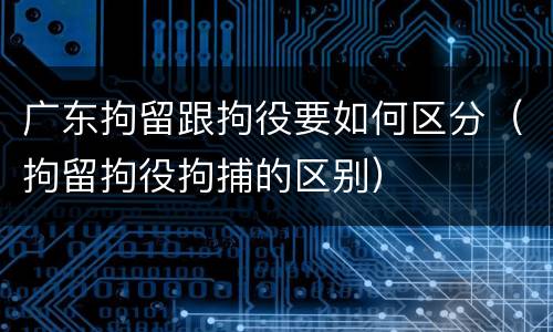 广东拘留跟拘役要如何区分（拘留拘役拘捕的区别）