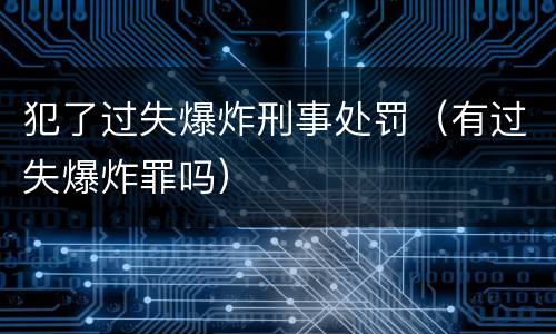 犯了过失爆炸刑事处罚（有过失爆炸罪吗）