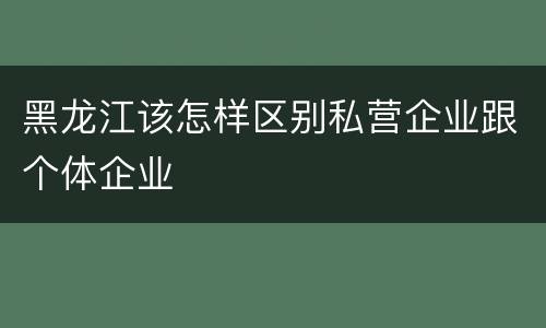 黑龙江该怎样区别私营企业跟个体企业