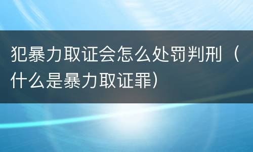犯暴力取证会怎么处罚判刑（什么是暴力取证罪）