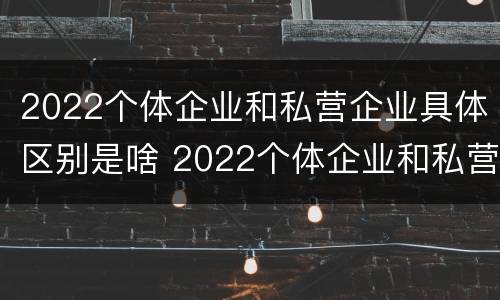 2022个体企业和私营企业具体区别是啥 2022个体企业和私营企业具体区别是啥呢