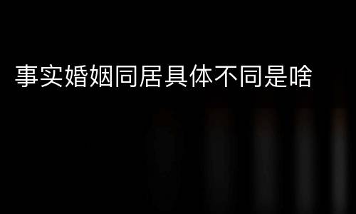 事实婚姻同居具体不同是啥