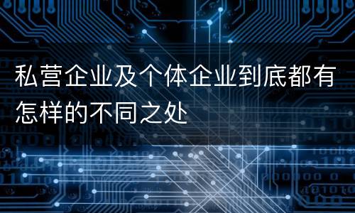 私营企业及个体企业到底都有怎样的不同之处