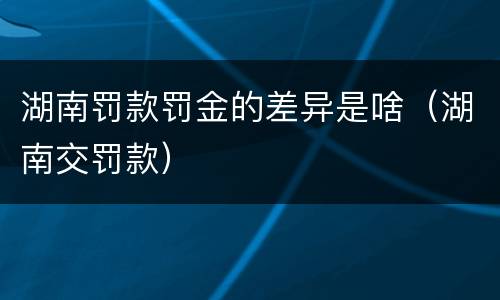 湖南罚款罚金的差异是啥（湖南交罚款）