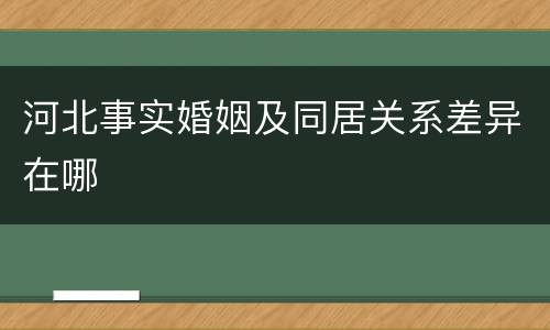 河北事实婚姻及同居关系差异在哪