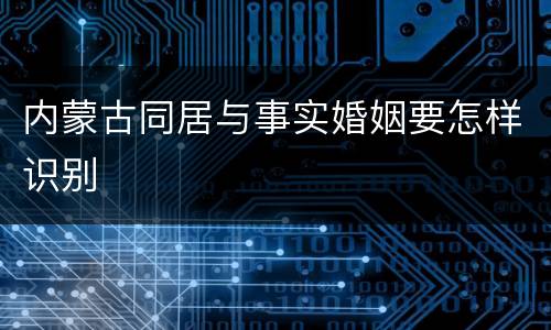 内蒙古同居与事实婚姻要怎样识别
