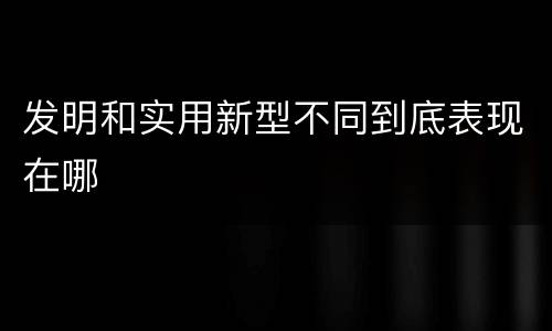 发明和实用新型不同到底表现在哪