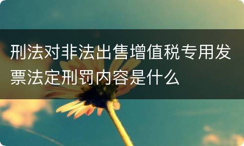 刑法对非法出售增值税专用发票法定刑罚内容是什么