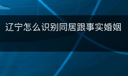 辽宁怎么识别同居跟事实婚姻