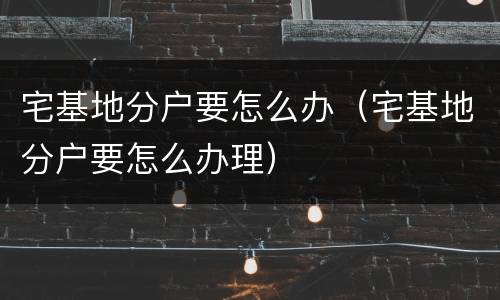 宅基地分户要怎么办（宅基地分户要怎么办理）