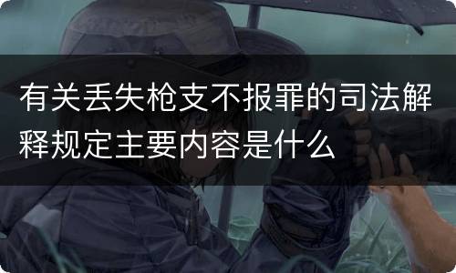 有关丢失枪支不报罪的司法解释规定主要内容是什么