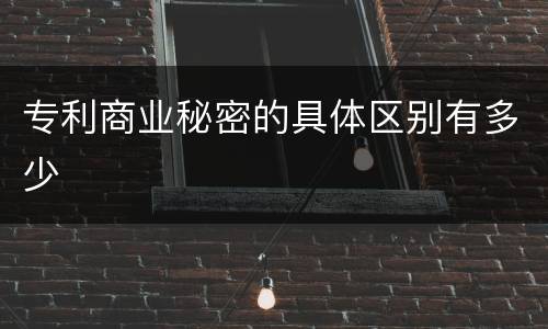 专利商业秘密的具体区别有多少