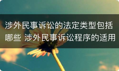 涉外民事诉讼的法定类型包括哪些 涉外民事诉讼程序的适用范围