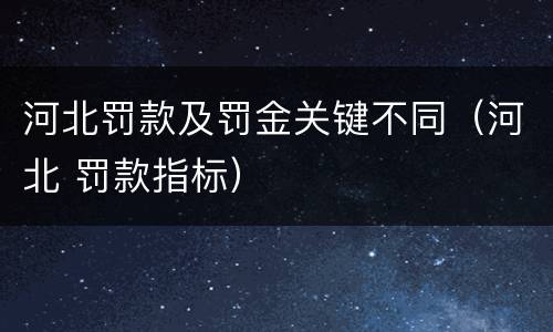 河北罚款及罚金关键不同（河北 罚款指标）