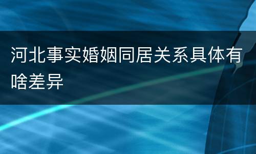 河北事实婚姻同居关系具体有啥差异