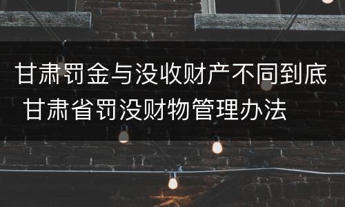 甘肃罚金与没收财产不同到底 甘肃省罚没财物管理办法