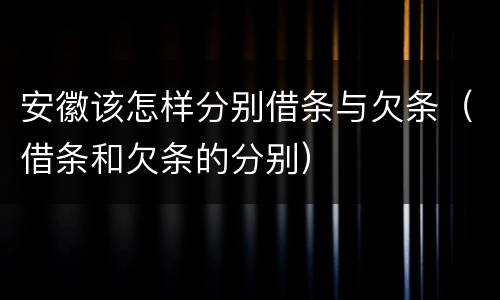安徽该怎样分别借条与欠条（借条和欠条的分别）