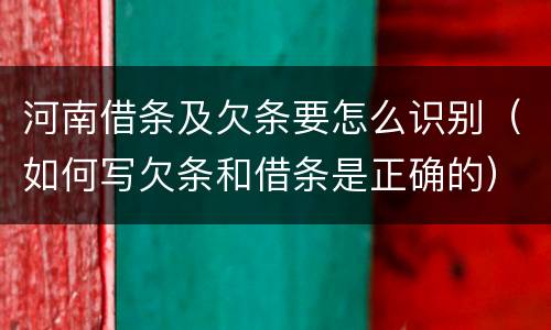 河南借条及欠条要怎么识别（如何写欠条和借条是正确的）