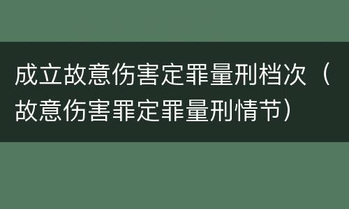 成立故意伤害定罪量刑档次（故意伤害罪定罪量刑情节）