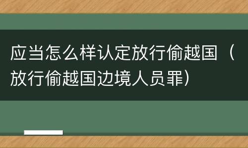 应当怎么样认定放行偷越国（放行偷越国边境人员罪）