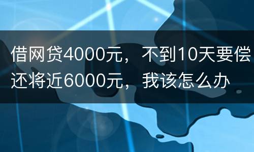 借网贷4000元，不到10天要偿还将近6000元，我该怎么办