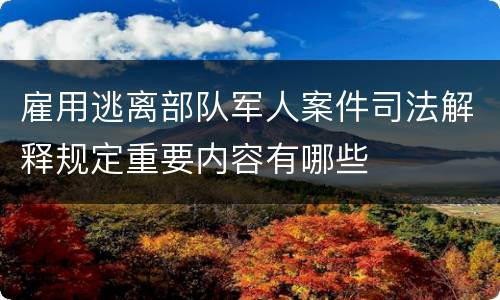 雇用逃离部队军人案件司法解释规定重要内容有哪些