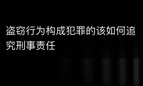 盗窃行为构成犯罪的该如何追究刑事责任