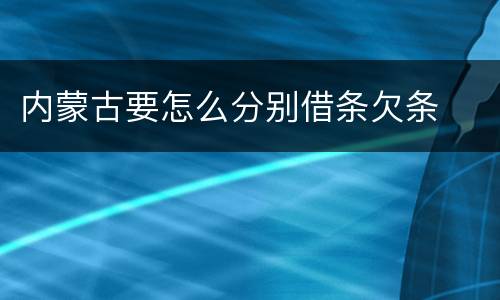 内蒙古要怎么分别借条欠条