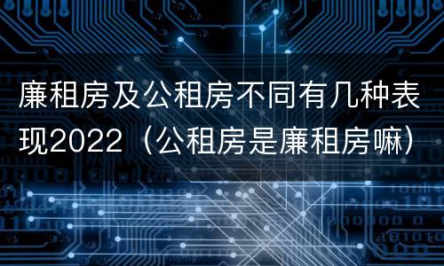 廉租房及公租房不同有几种表现2022（公租房是廉租房嘛）