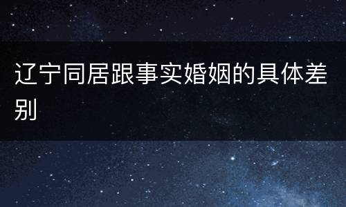 辽宁同居跟事实婚姻的具体差别