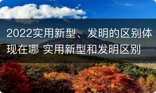 2022实用新型、发明的区别体现在哪 实用新型和发明区别