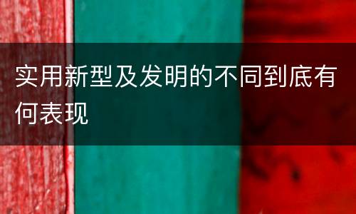 实用新型及发明的不同到底有何表现