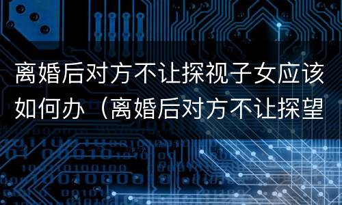 离婚后对方不让探视子女应该如何办（离婚后对方不让探望孩子怎么办）
